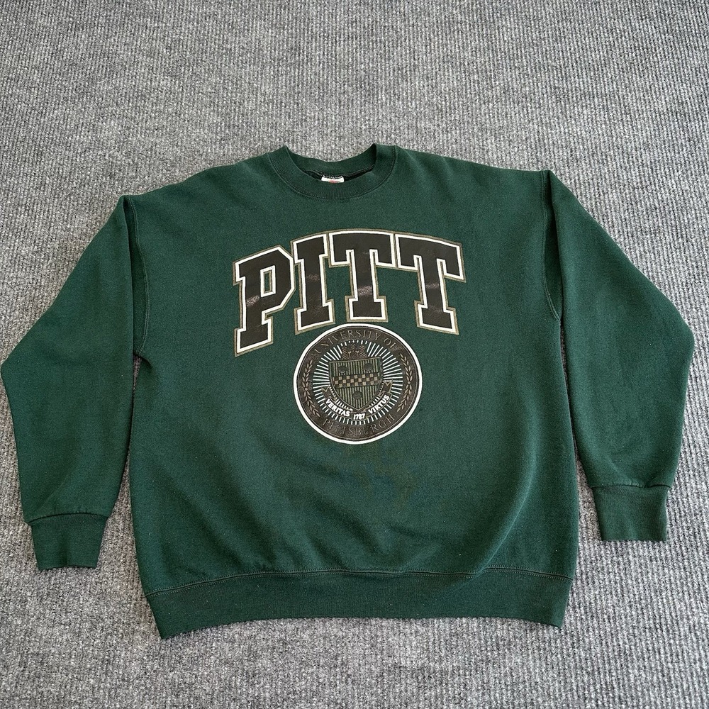 Vintage 90s University of Pittsburgh Green crewneck sweatshirt Collegiate